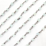 Load image into Gallery viewer, Aqua Blue gemstone Oxidized 925 Sterling Silver Wire Chain. AQU2
