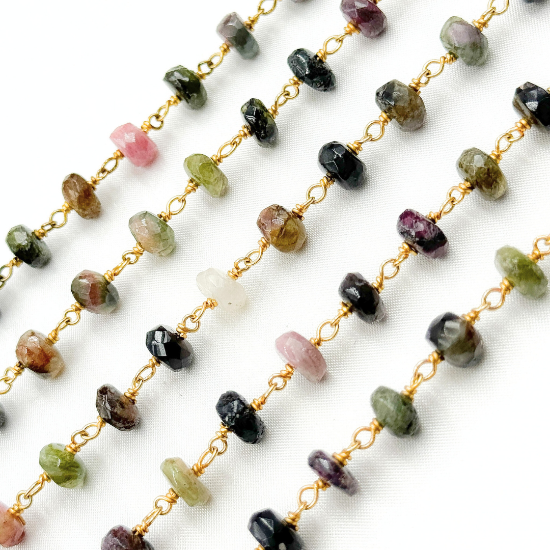 Multi Tourmaline Gold Plated Wire Chain. MTO5