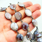 Load image into Gallery viewer, Coated Chocolate Moonstone Organic Shape Bezel Oxidized Wire Chain. CMS9
