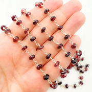 Garnet 925 Sterling Silver Wire Chain.