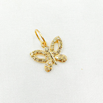 14k Solid Gold Diamonds Butterfly Charm. GDP630