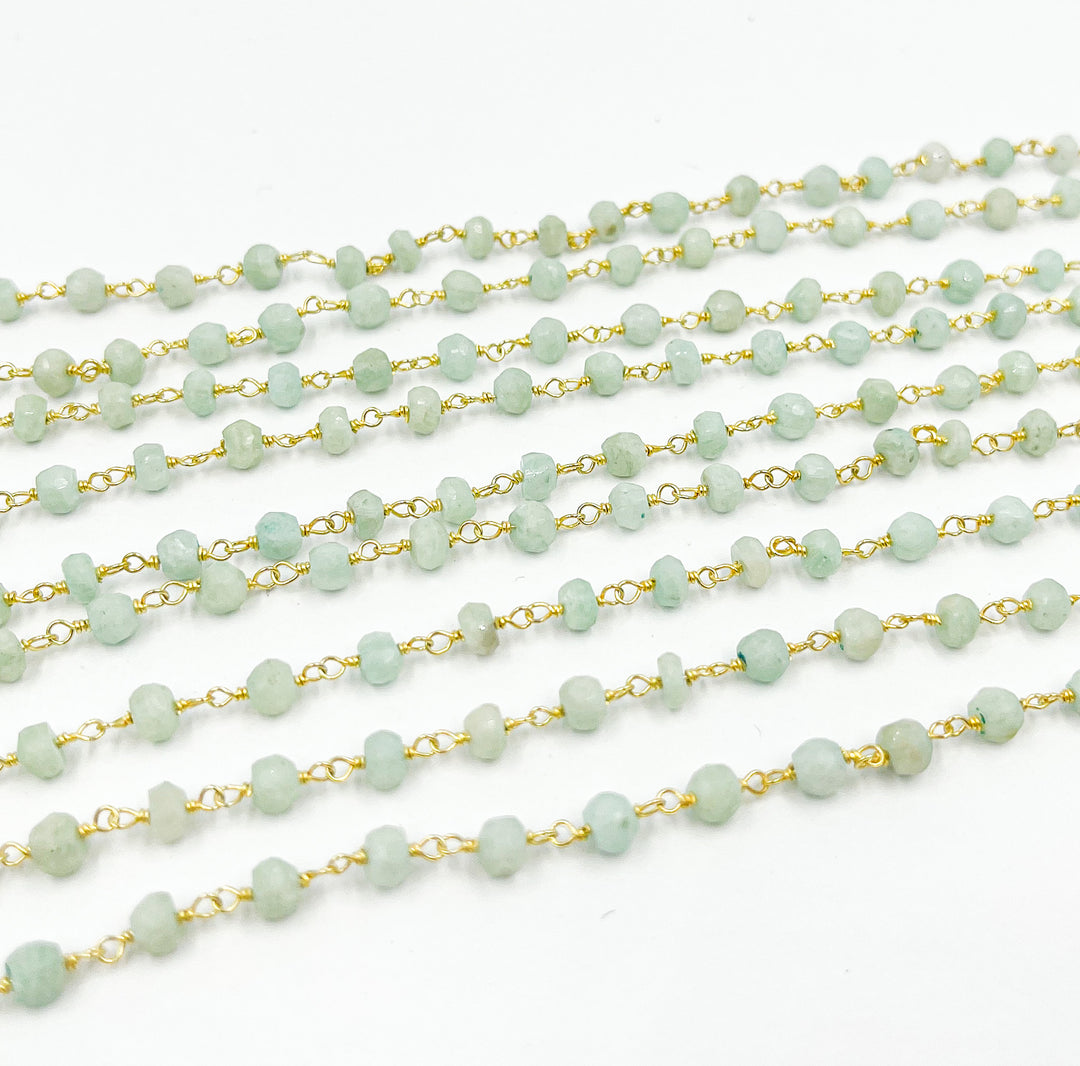Amazonite Wire Wrap Chain made with Gold Plated 925 Sterling Silver. AMZ7