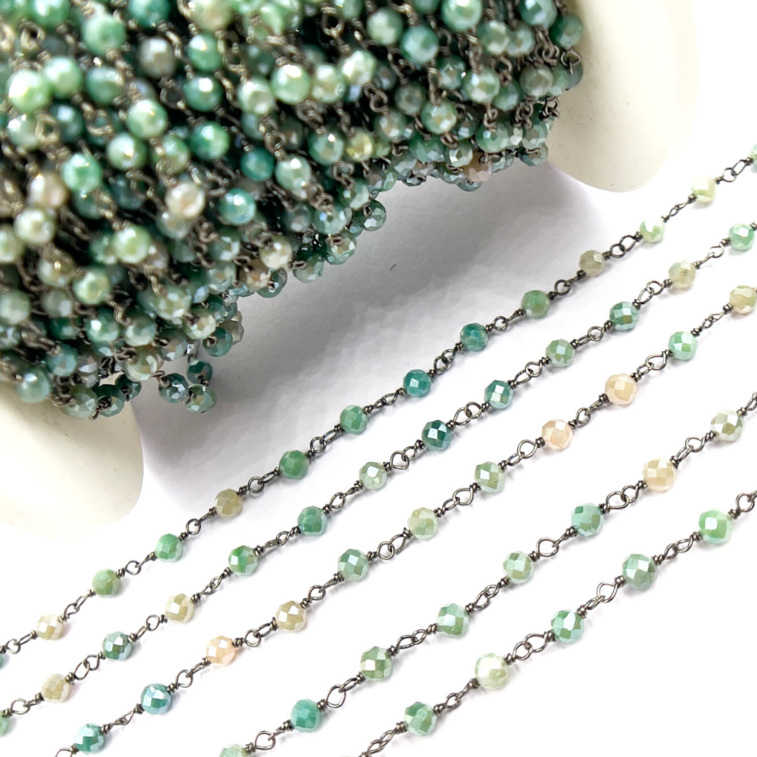 Coated Green Quartz Wire Chain. CQU22