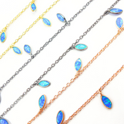 Created Blue Opal Marquise Shape Dangle Chain