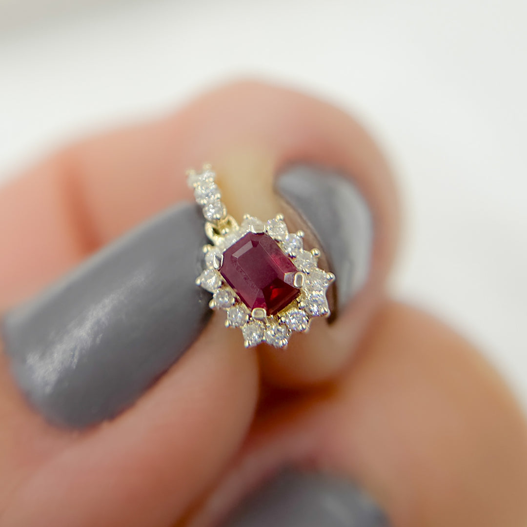 14k Solid Gold Diamond and Ruby Charm. PN113006Y14RU1