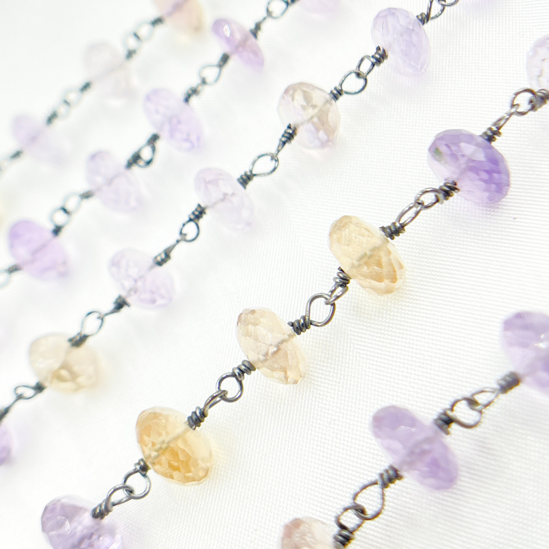 Ametrine Oxidized 925 Sterling Silver Wire Chain. AME22