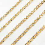 Load image into Gallery viewer, Two Tone Gold Plated and White 925 Sterling Silver Wheat Chain. X8GS
