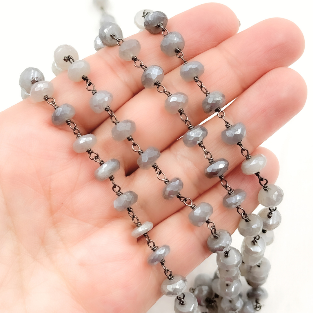 Coated Moonstone Oxidized Wire Chain. CMS44