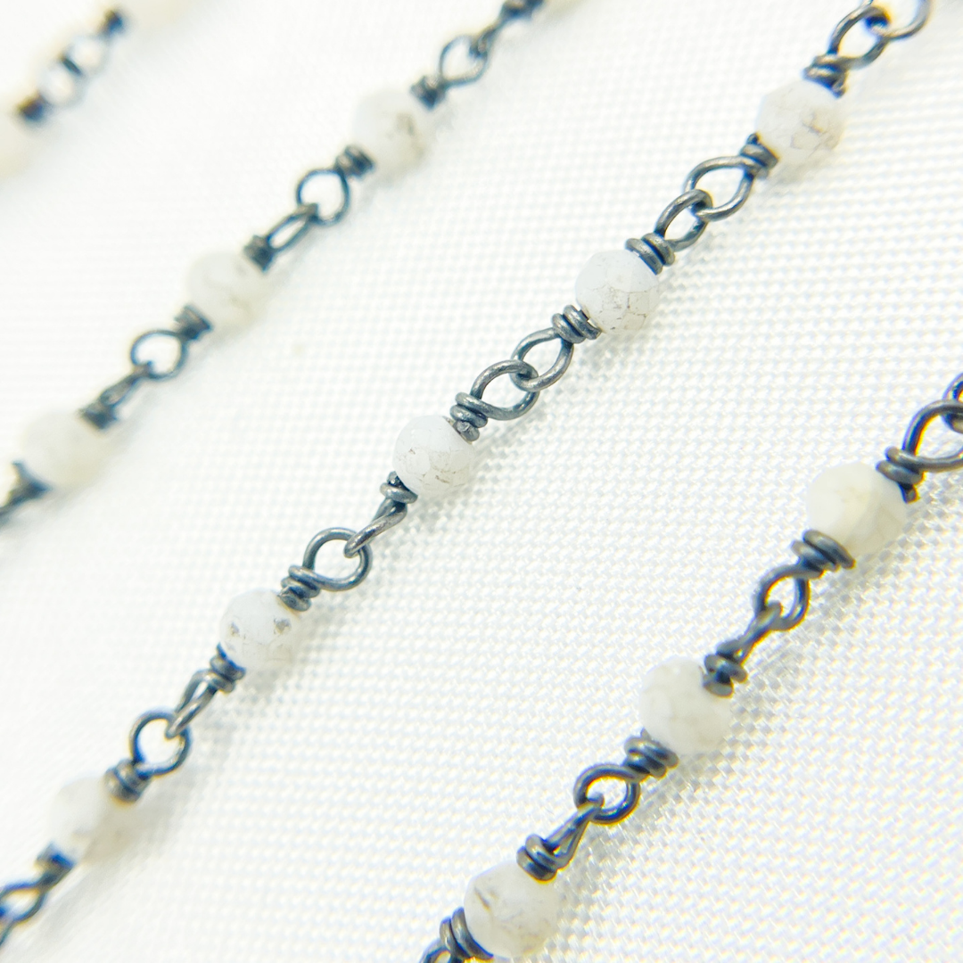 White Moonstone Oxidized Wire Chain. WMS26