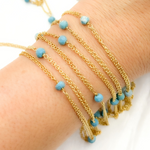 Load image into Gallery viewer, Turquoise Double Gold Plated Connected Wire Chain. TRQ12
