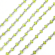 Peridot Gemstone Oxidized 925 Sterling Silver Wire Chain