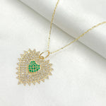 Load image into Gallery viewer, 14k Solid Gold Diamond and Emerald Heart Charm. GDP660
