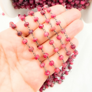 Dyed Ruby Oxidized Wire Chain.