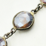 Load image into Gallery viewer, Coated Chocolate Moonstone Round Shape Bezel Oxidized Wire Chain. CMS14
