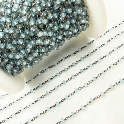 Sky Blue Topaz Oxidized Wire Chain. BT3