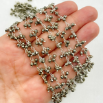 Load image into Gallery viewer, Steel Pyrite Cluster Dangle 925 Sterling Silver Wire Chain. PYR61
