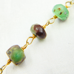 Load image into Gallery viewer, Two Tone Chrysoprase Rondel Shape Gold Plated Wire Chain. CHR18
