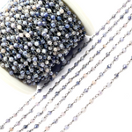 Load image into Gallery viewer, Coated Blue Moonstone Black Rhodium 925 Sterling Silver Wire Chain. CMS53
