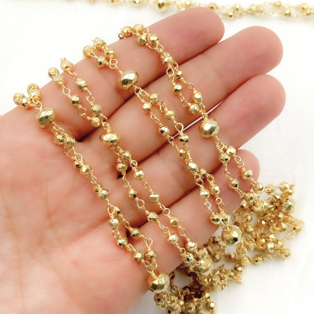 Golden Pyrite Gold Plated Double Wire Chain. PYR17