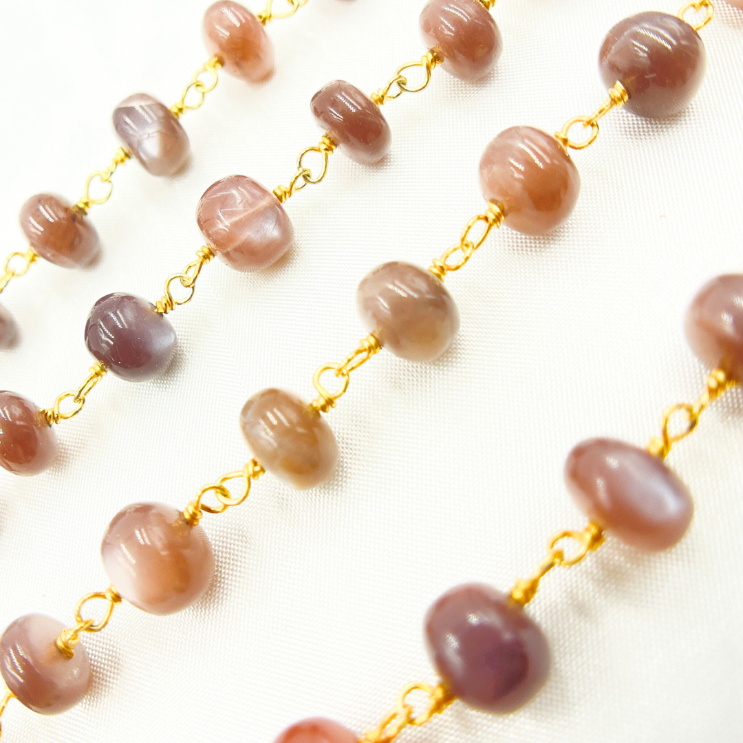 Chocolate Moonstone Gold Plated Wire Chain. MS58