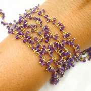 Amethyst Cluster Dangle Gold Plated Wire Chains