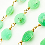 Load image into Gallery viewer, Chrysoprase Coin Shape Gold Plated 925 Sterling Silver Wire Chain. CHR15
