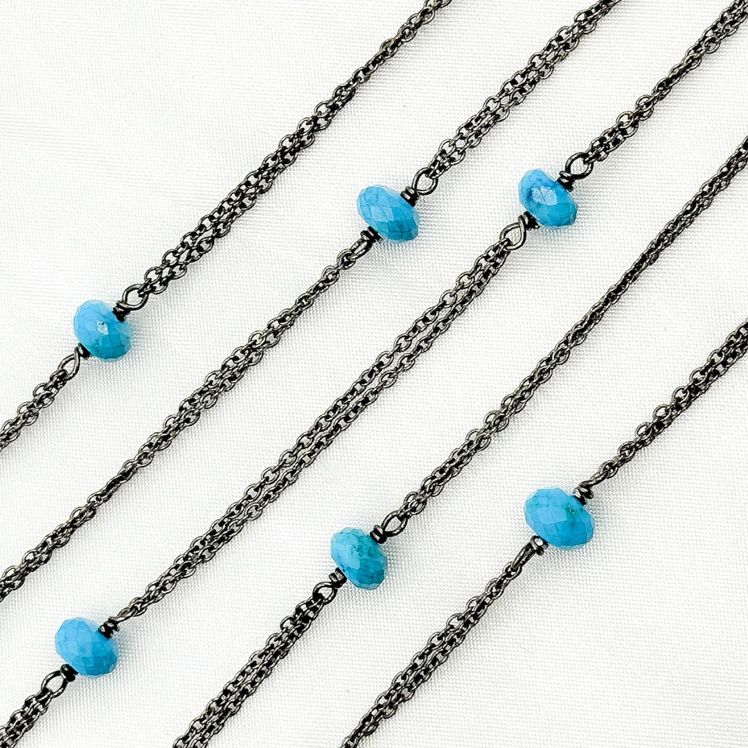 Turquoise Double Oxidized Connected Wire Chain. TRQ14
