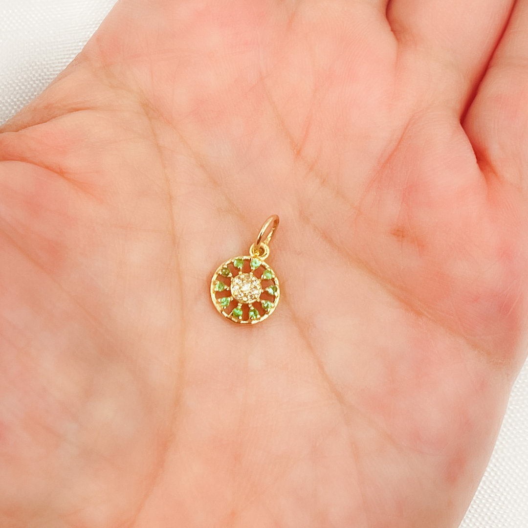 14K Solid Gold Diamond Circle Charm. GDP471
