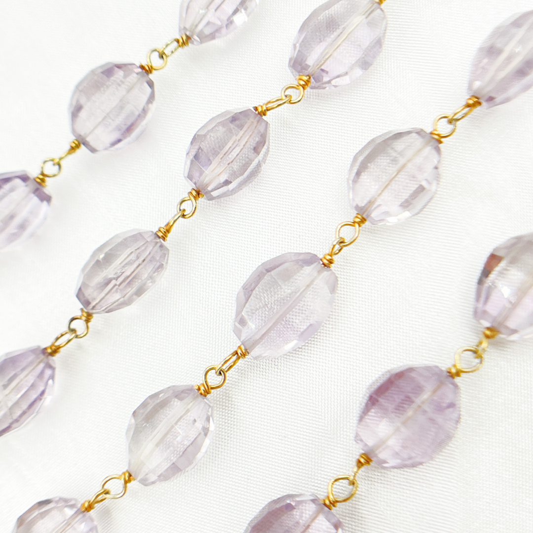 Pink Amethyst Gold Plated Wire Chain. AME19
