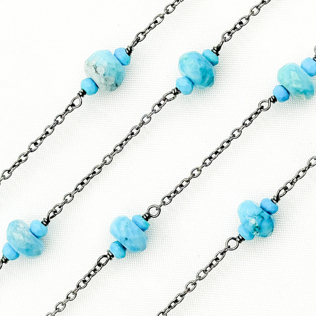 Turquoise Oxidized Connected Wire Chain. TRQ15