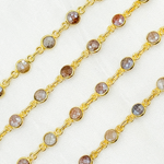 Load image into Gallery viewer, Coated Moonstone Round Shape Bezel Gold Plated Wire Chain. CMS20
