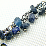 Load image into Gallery viewer, Dyed Blue Sapphire Cluster Dangle Oxidized Wire Chain. SAP11

