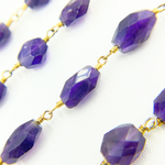 Load image into Gallery viewer, Amethyst Oval Faceted Shape Gold Plated Wire Chain. AME15
