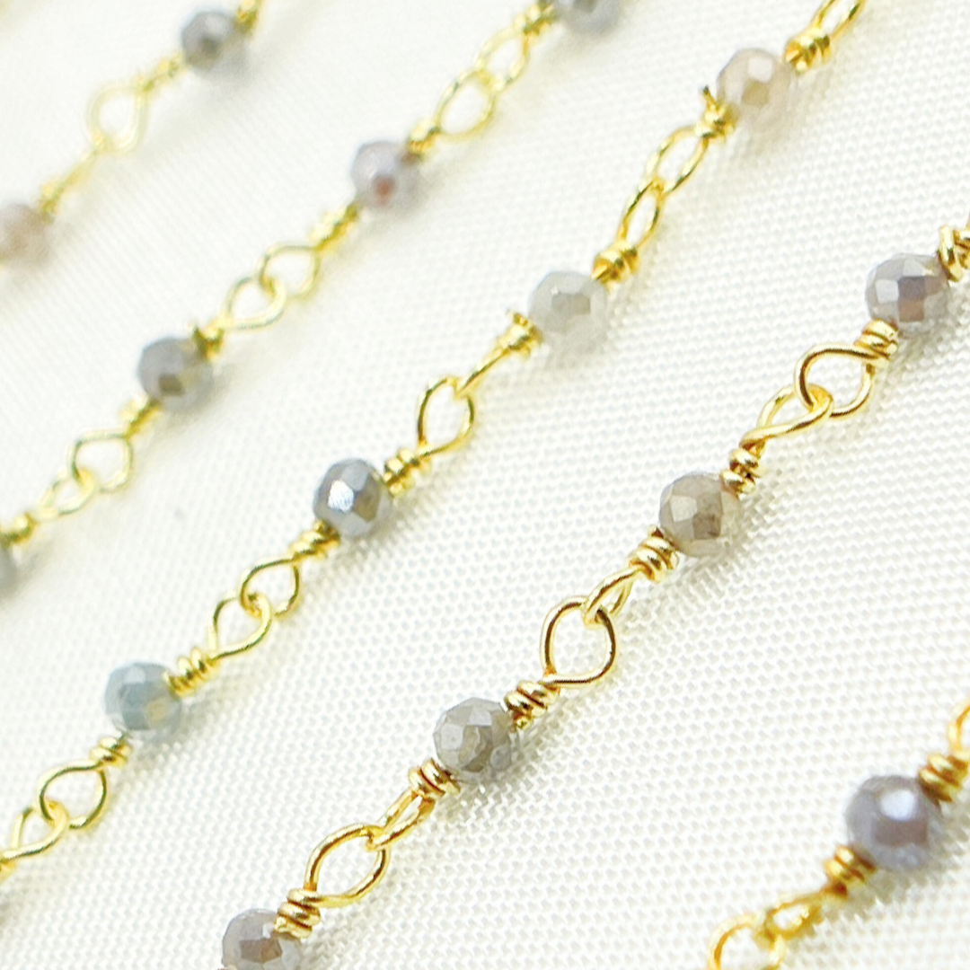 Coated Blue Moonstone Wire Chain. CMS57