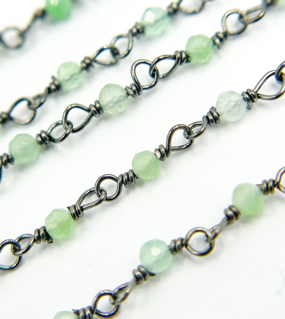 Chrysoprase Gemstone Faceted Wire Wrapped Chains. CHR8