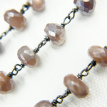 Load image into Gallery viewer, Coated Rondel Moonstone Oxidized Wire Chain. CMS74
