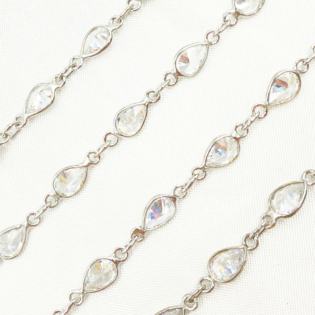 Cubic Zirconia Pear Shape Connected Chain. CZ23