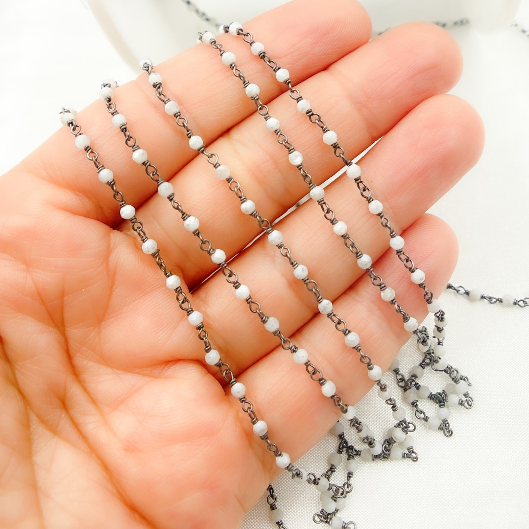 White Moonstone Oxidized Wire Chain. WMS26