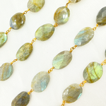 Load image into Gallery viewer, Labradorite Oval Shape Gold Plated Wire Chain. LAB77

