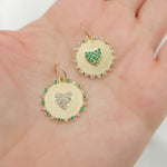 Load image into Gallery viewer, 14k Solid Gold Diamond and Emerald Circle Heart Charm. GDP650
