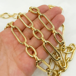 Load image into Gallery viewer, Gold Plated 925 Sterling Silver Smooth Long &amp; Short Links Chain. 539MTGP
