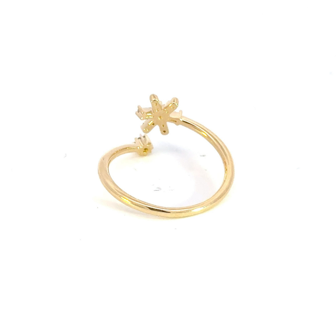 14k Solid Gold Diamond Flower Ring