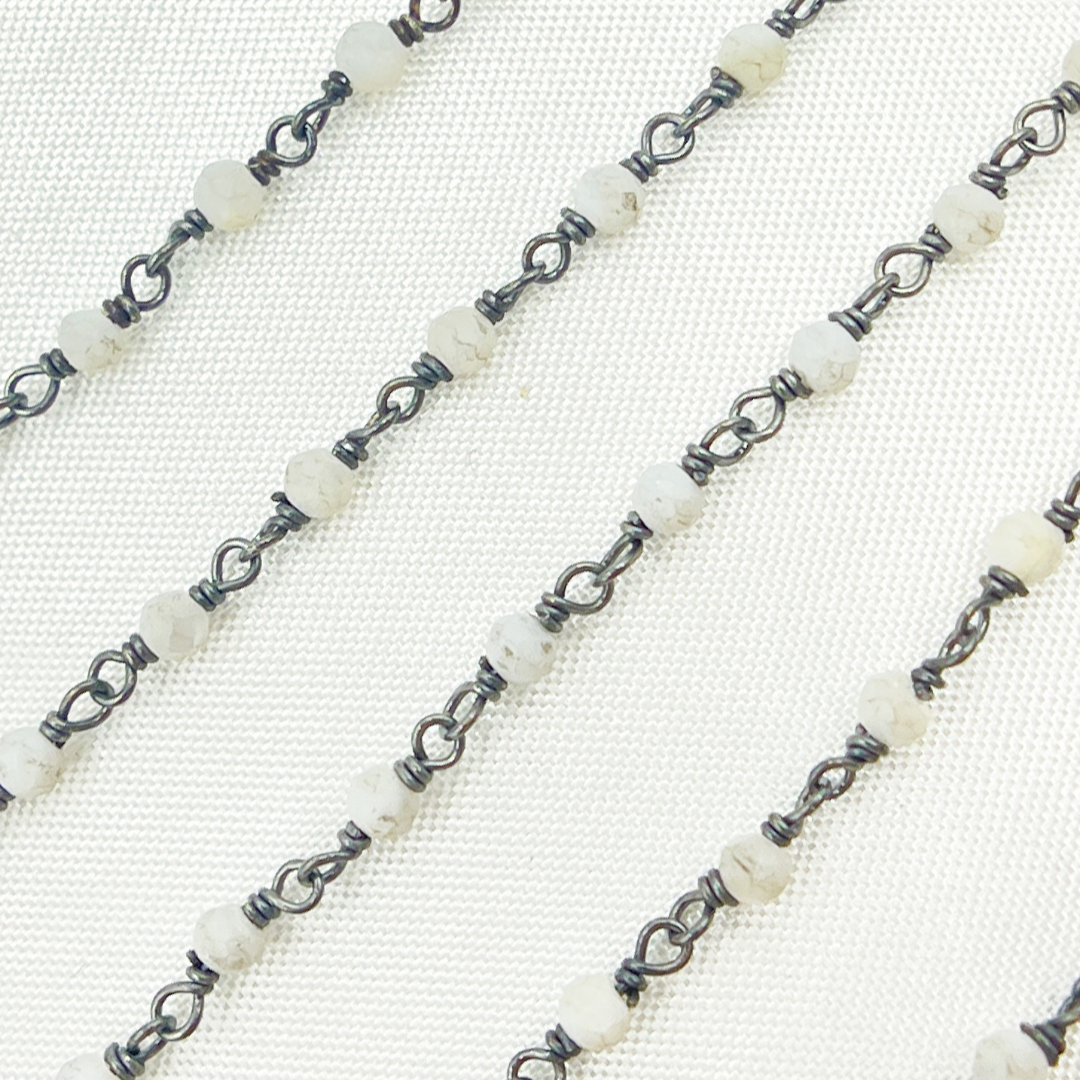 White Moonstone Oxidized Wire Chain. WMS26