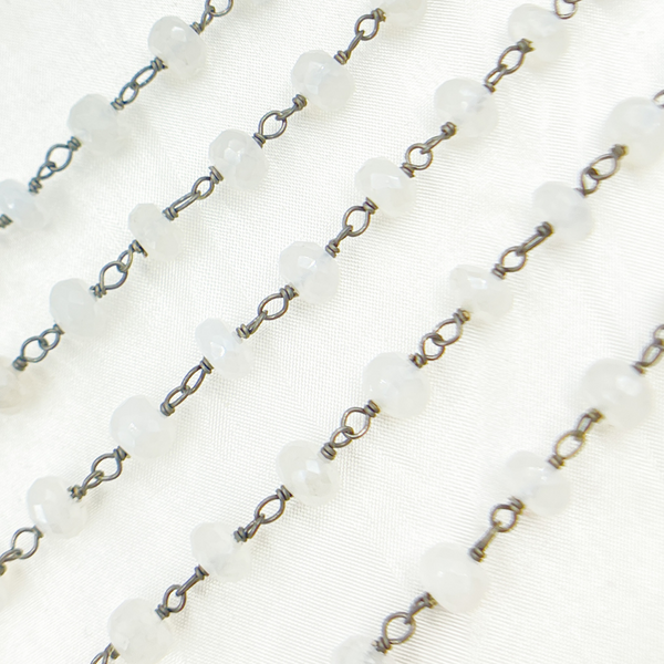 Coated Natural Chalcedony Oxidized Wire Chain.