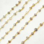 Load image into Gallery viewer, Coated Peach Moonstone Gold Plated Wire Chain. CMS61
