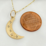 Load image into Gallery viewer, 14K Solid Gold Moon Charm With Diamond Stars. GDP78
