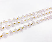 Rose Quartz Wire Wrap Chain. 