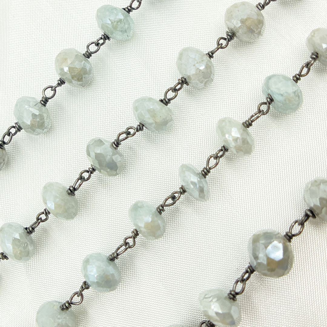 Coated Milky Aquamarine Oxidized Wire Chain. AQU3