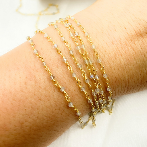 Labradorite Stone Gold Plated Wire Chain