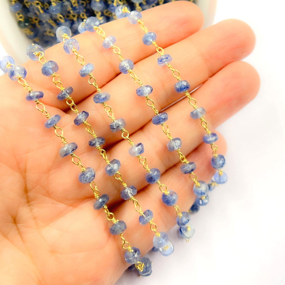 Kyanite Gemstone Wire Wrap Chain. KYA7